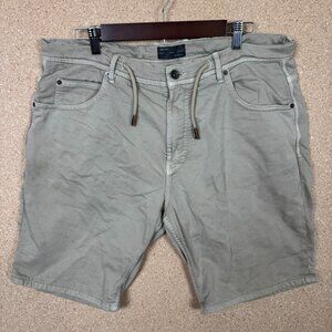 Zara Man Khaki Drawstring Chino Shorts Size 34 Beige Stretch Summer Casual